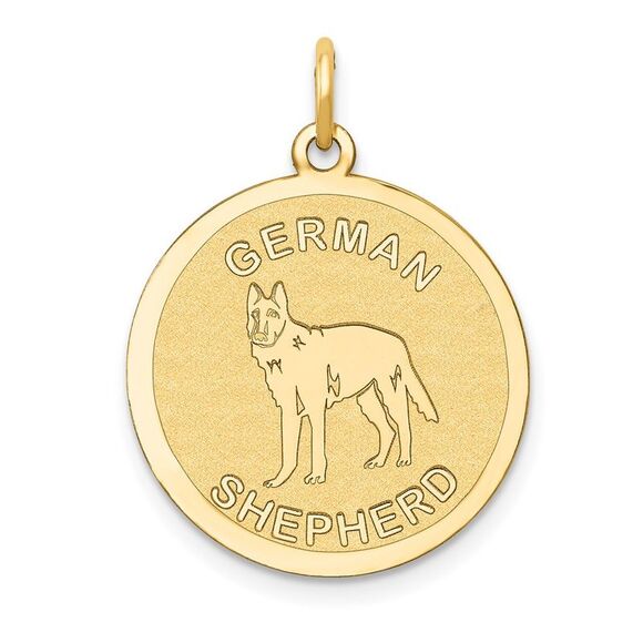 Kazi Luxury 14k Yellow Gold German Shepherd Disc Charm